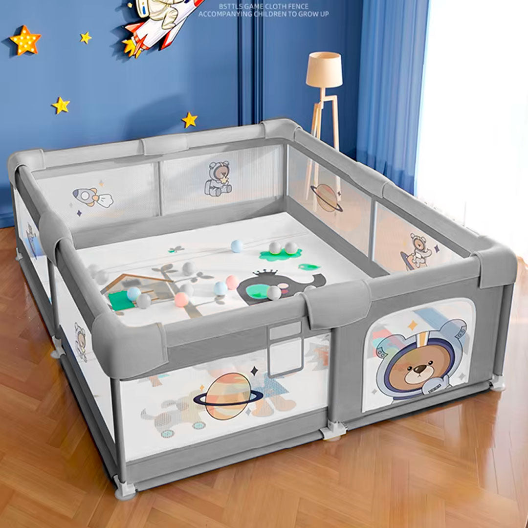 Corral de juegos y centro de actividades para bebés, parque de juegos infantil que incluye pelotas y agarraderas, con base antideslizante y malla transpirable