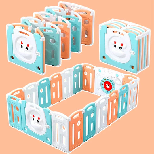 Corral de juego puerta de Vaquita con cesta, espacio de juego seguro para bebé