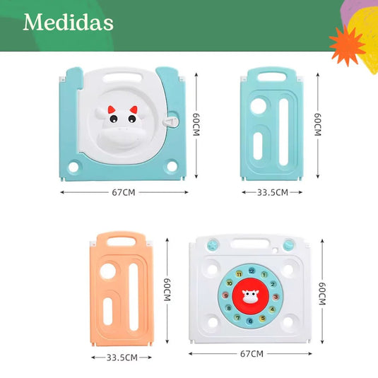 Corral de juego puerta de Vaquita con cesta, espacio de juego seguro para bebé