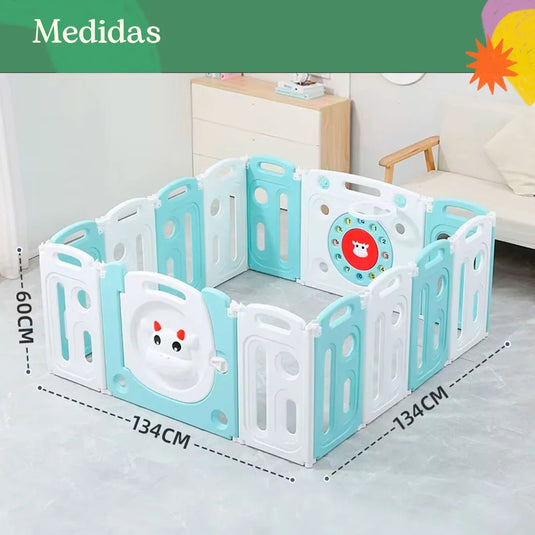 Corral de juego puerta de Vaquita con cesta, espacio de juego seguro para bebé