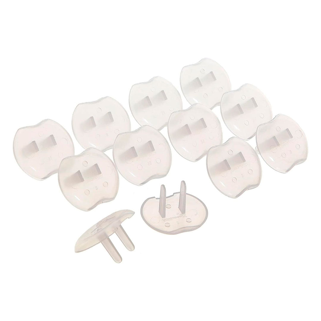 Paquete x12 cubiertas protectoras para enchufes, de instalación fácil y rápida, hecho en plástico resistente y duradero, de color traslucido para no llamar la atención del bebé - DreamBaby