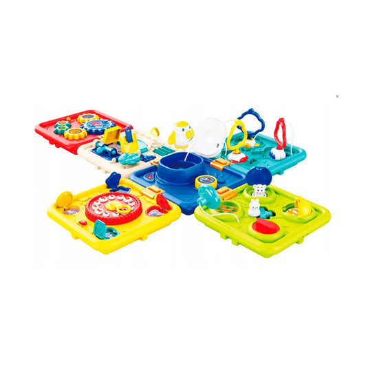 Cubo didáctico multiactividades con luces y sonidos, juguete sensorial con diferentes colores y formas, sin bordes afilados hecho en material 100% libre de BPA, diseño desplegable