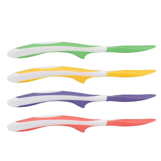 Set x4 cucharas de punta de silicona suave multicolor, flexible y poco profunda, hecha en material de calidad 100% libre de BPA, mango largo, fácil de limpiar - Dr Brown's