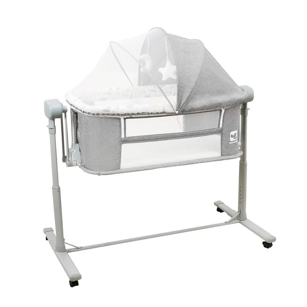Cuna colecho eléctrica multifuncional con Bluetooth, con altura graduable, ajuste de balanceo por medio de control o panel digital, temporizador, modo corral - CoolBaby