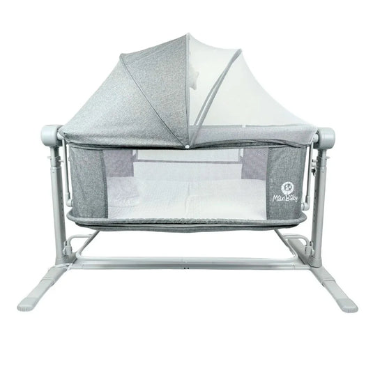 Cuna colecho eléctrica Delta con altura ajustable, función de vibración, melodías de cuna, laterales en malla para mejor visibilidad, ruedas con freno de bloqueo, diseño moderno con mosquitero - Maxibaby