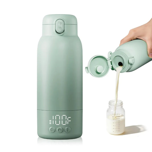 Calentador portátil de teteros e inalámbrico, calienta leche materna en 5 minutos, batería de 10.000 mAh para hasta 8 teteros por carga, capacidad de 17oz, interior en acero inoxidable 316L