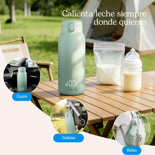 Calentador portátil de teteros e inalámbrico, calienta leche materna en 5 minutos, batería de 10.000 mAh para hasta 8 teteros por carga, capacidad de 17oz, interior en acero inoxidable 316L
