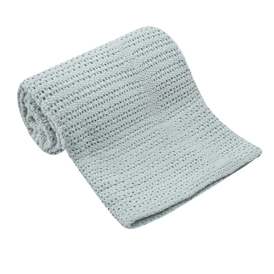 Cobija de tejido calado de algodón para bebé, transpirable y reguladora de temperatura, ideal para todas las estaciones.