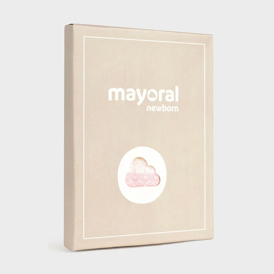 Mameluco enterizo tejido blanco/rosa para recién nacida, manga larga, botones a presión en la entrepierna para facilitar la puesta, cierre con botones en la espalda para facilitar la puesta, tejido de punto tricotosa de tacto suave y agradable - Mayoral