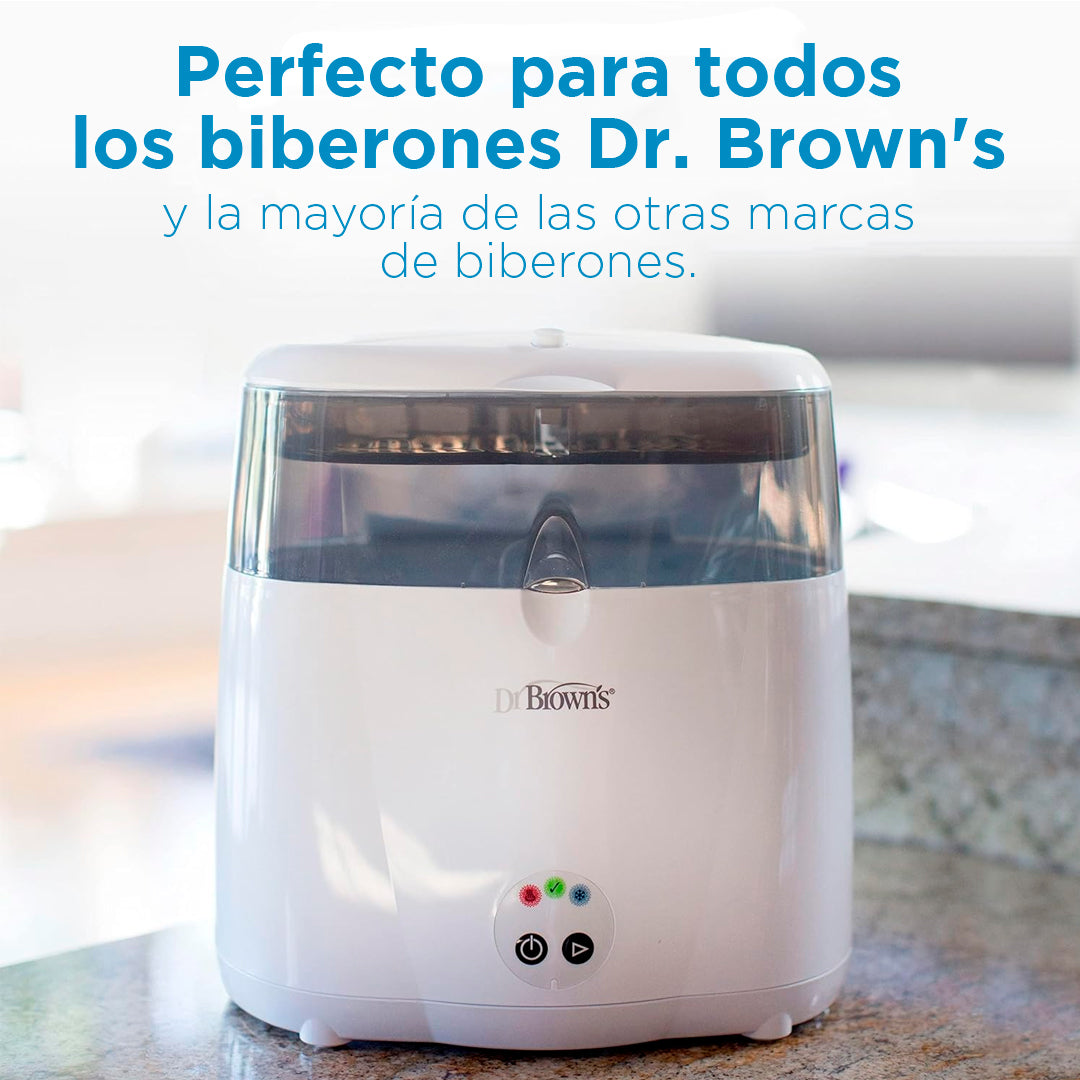 Esterilizador eléctrico de lujo, esterilización a vapor con capacidad para 6 teteros y accesorios, bandeja extraíble y función de apagado automático - Dr Brown´s