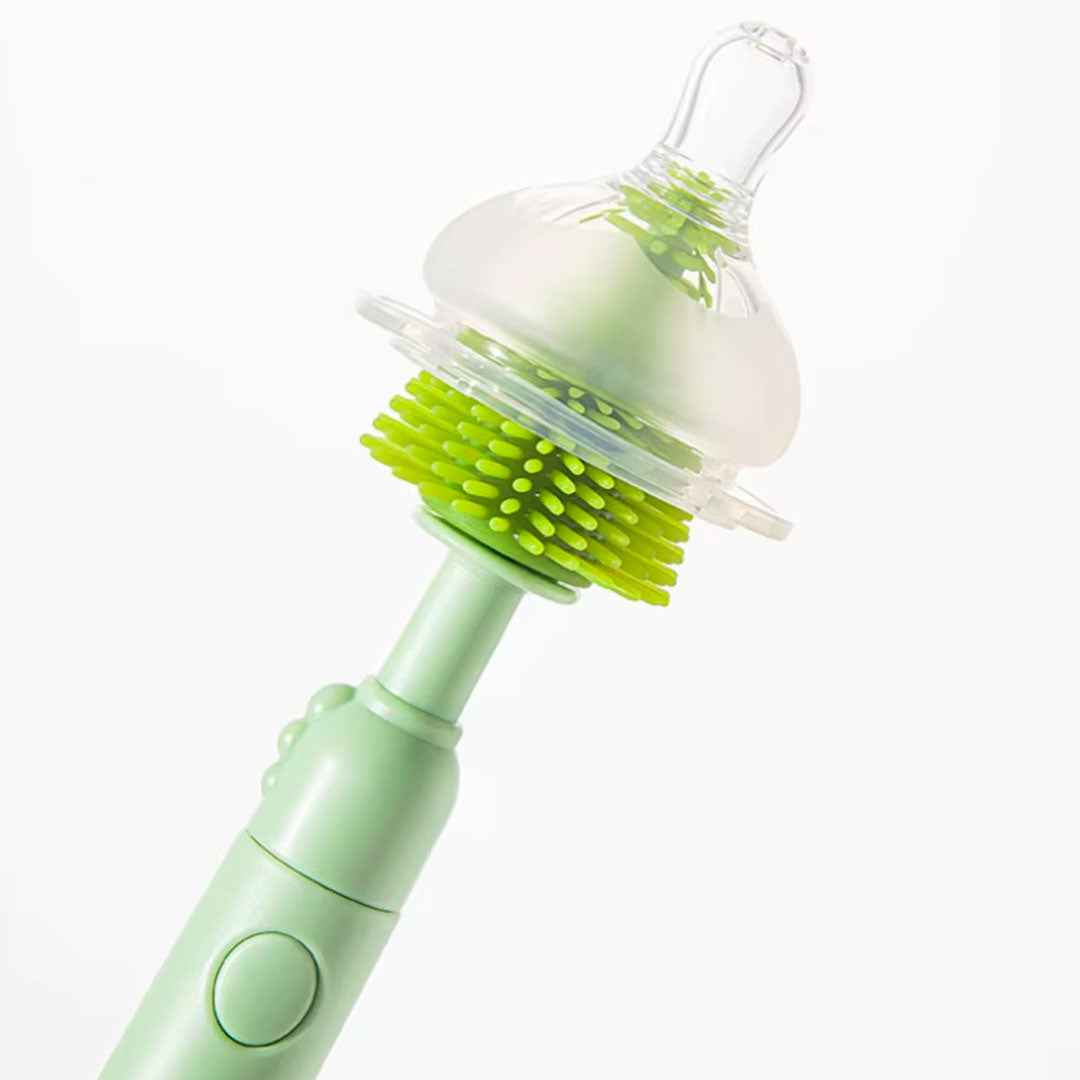 Juego de cepillos lavateteros portátil en estuche de osito, kit de limpieza de biberones, accesorios y vasos, hechos en silicona grado alimenticio, de tamaño compacto fácil de transportar