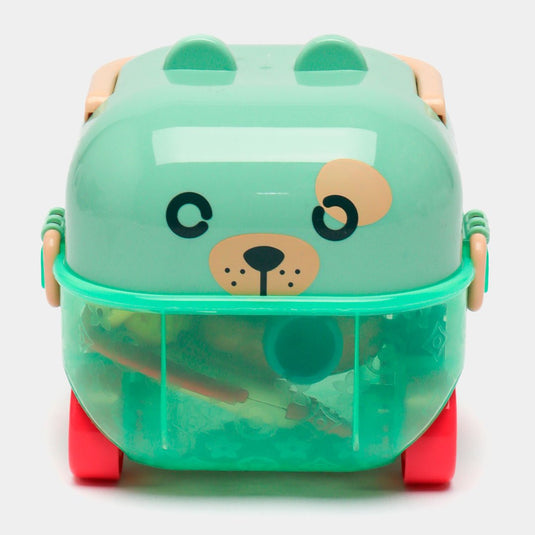 Estuche de sonajeros 5pz Caritas de Animales, con rascaencias, hechos en silicona de grado alimenticio y plástico ABS sin BPA, estuche con luces y melodías