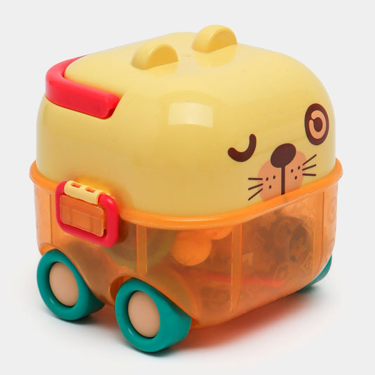 Estuche de sonajeros 5pz Caritas de Animales, con rascaencias, hechos en silicona de grado alimenticio y plástico ABS sin BPA, estuche con luces y melodías