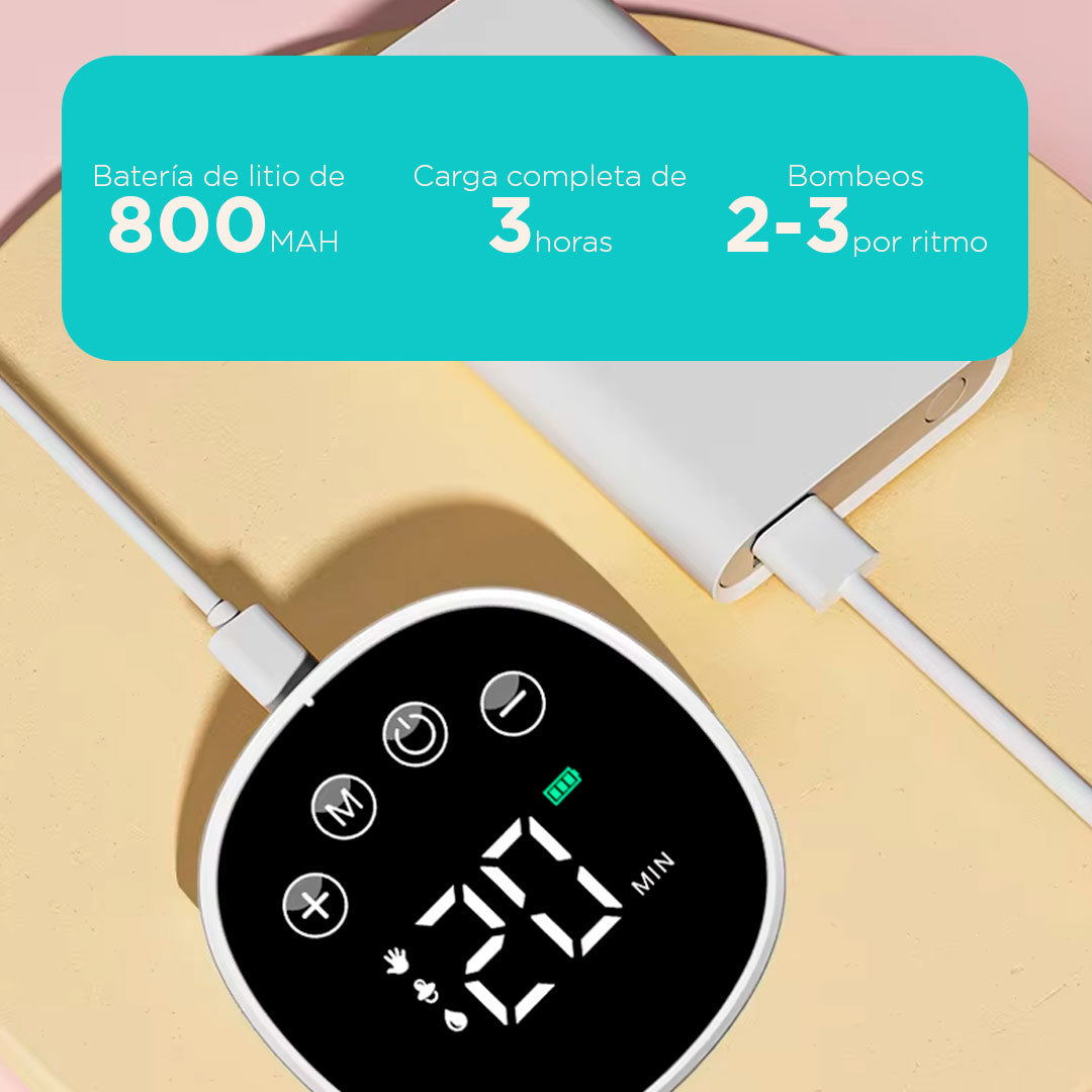 Extractor de leche eléctrico doble manos libres, con pantalla digital LED, con 3 modos de succión y 9 niveles de fuerza, copa en silicona grado alimenticio, de capacidad de 6oz o 180ml