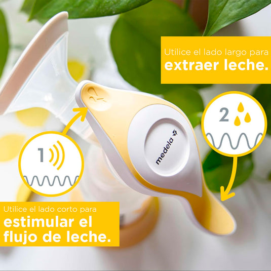 Extractor manual de palanca Flex Shields Harmony, tamaño compacto para usar con una mano, forma ovalada y borde suave, extracción en dos fases - Medela