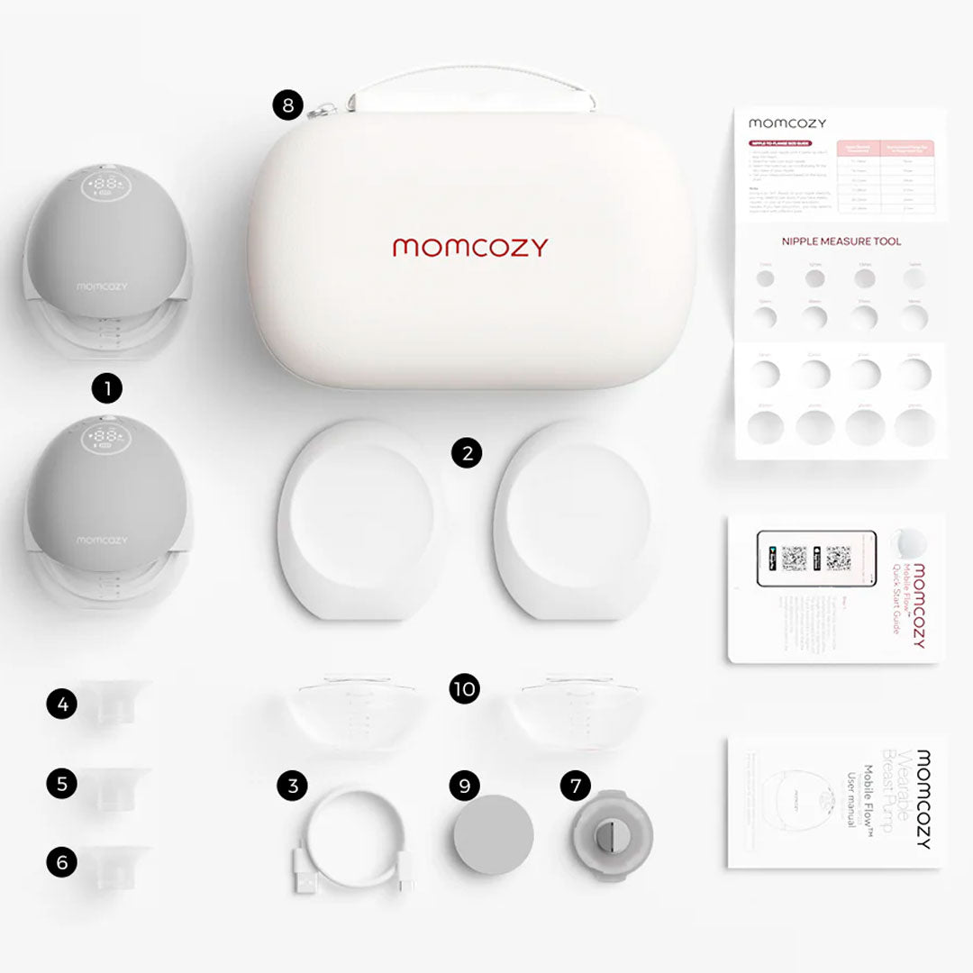 Extractor de leche doble Mobile Flow manos libres, control mediante la app M9, multimodos personalizables, tamaño y peso compacto - Momcozy