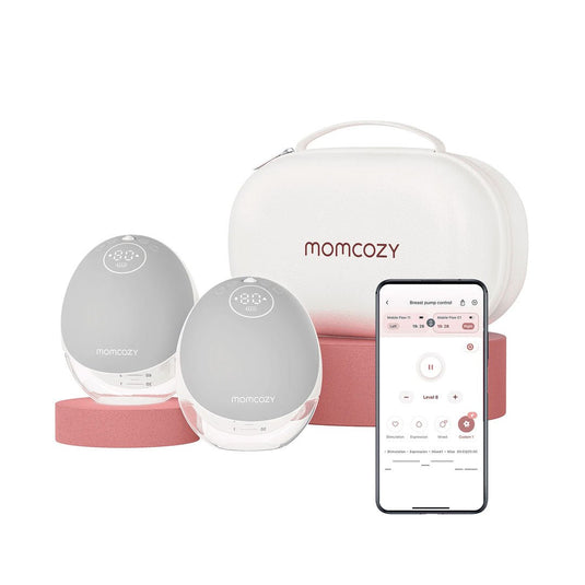 Extractor de leche doble Mobile Flow manos libres, control mediante la app M9, multimodos personalizables, tamaño y peso compacto - Momcozy