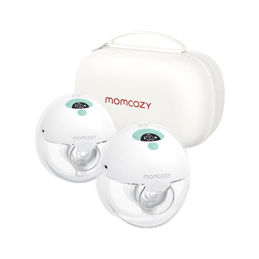 Extractor de leche materna manos libres vM5, doble copa, ajustable a 3 modos de succión y 9 niveles de potencia, de poco peso, de tamaño compacto, concepto "Baby Mouth" - Momcozy