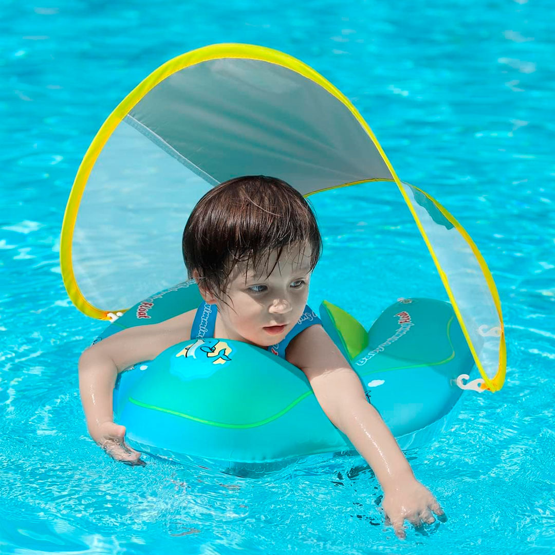 Flotador inflable con protector solar, con arnés de seguridad, diseño antivuelco, ergonómico en posición de nado de de 40°