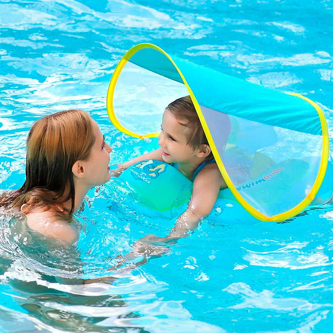 Flotador inflable con protector solar, con arnés de seguridad, diseño antivuelco, ergonómico en posición de nado de de 40°