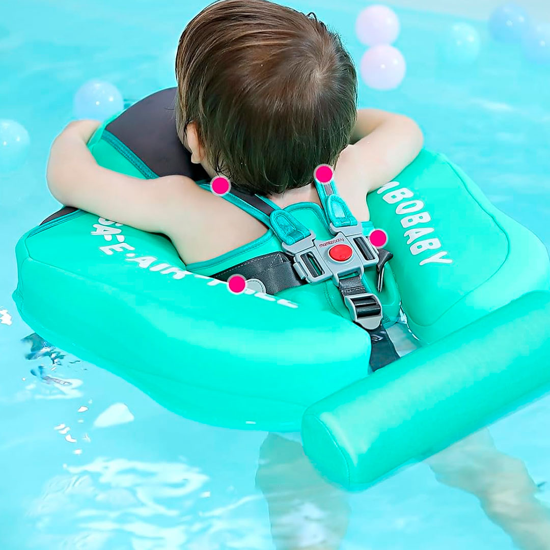 Flotador con arnés y carita para bebés, flotador de natación para bebés acostados de 3 a 24 meses, diseño no inflable, completamente sellado para nadar sin aire de forma segura