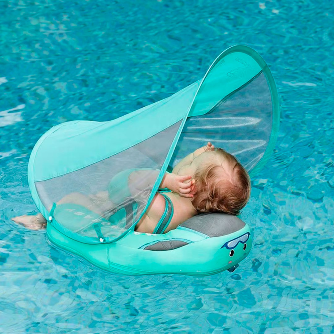 Flotador con arnés y carita para bebés, flotador de natación para bebés acostados de 3 a 24 meses, diseño no inflable, completamente sellado para nadar sin aire de forma segura