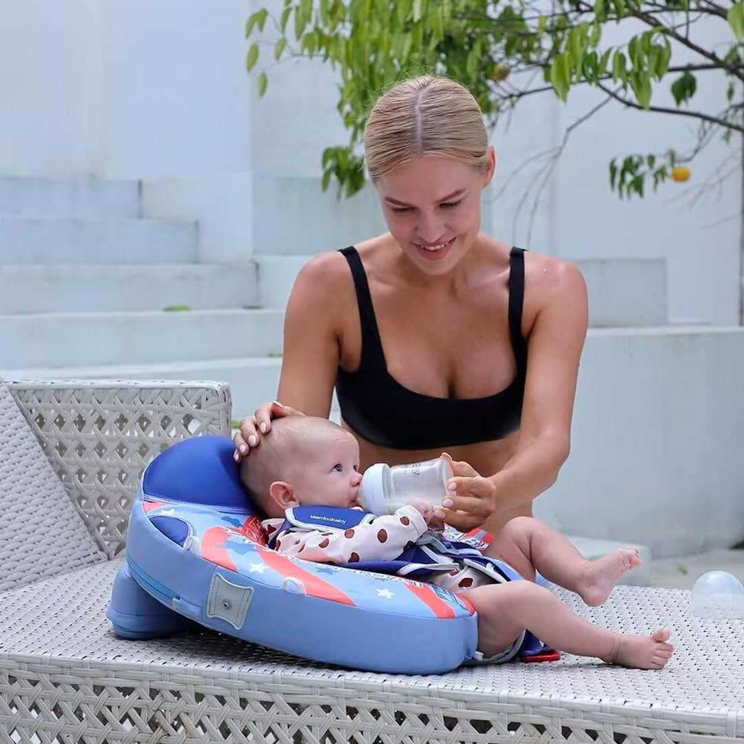 Flotador no inflable con dosel y apoyos de natación, antipinchazos, hebilla de seguridad, toldo antisol extraíble, dos posiciones para nadar - Mambobaby