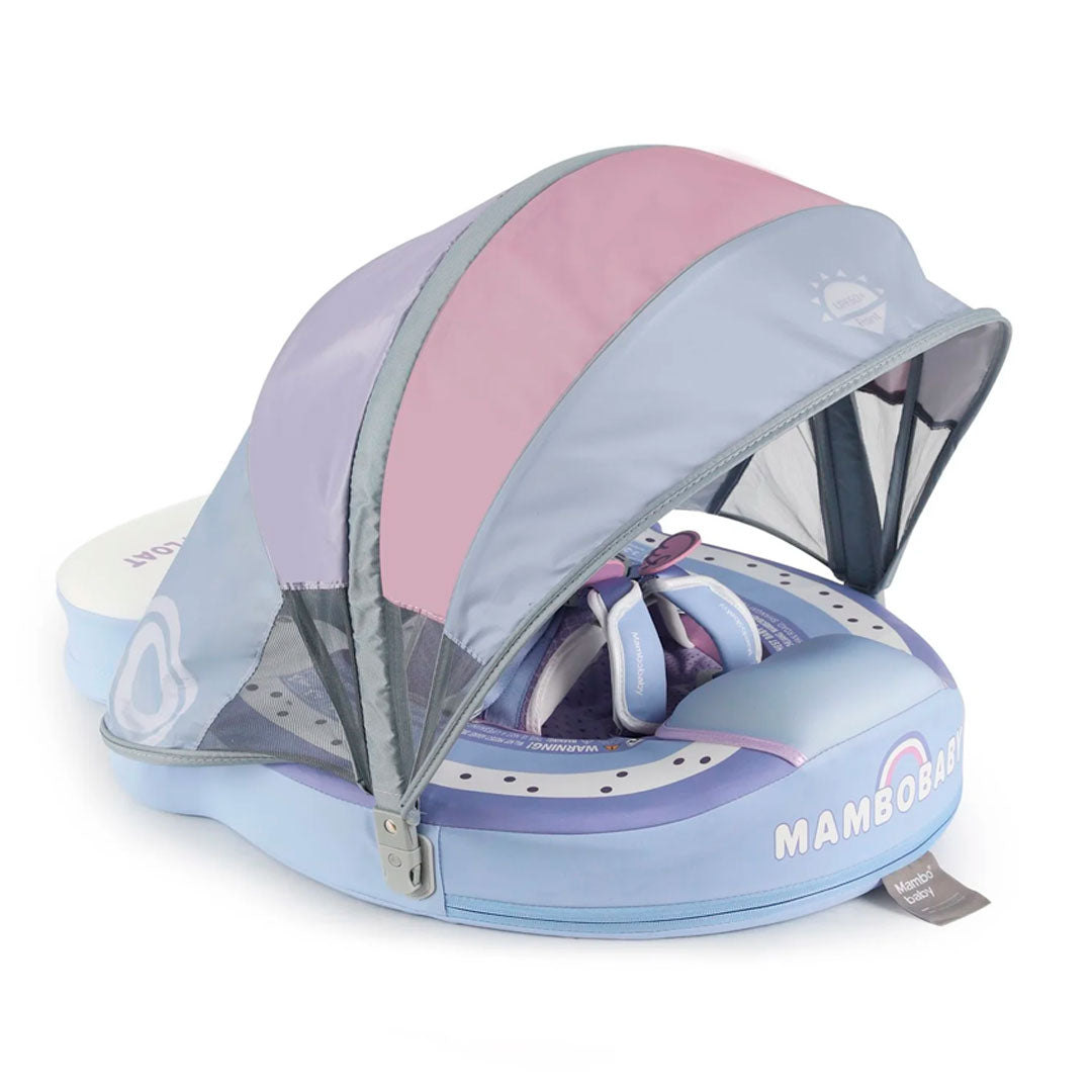 Flotador no inflable con dosel y apoyos de natación, antipinchazos, hebilla de seguridad, toldo antisol extraíble, dos posiciones para nadar - Mambobaby