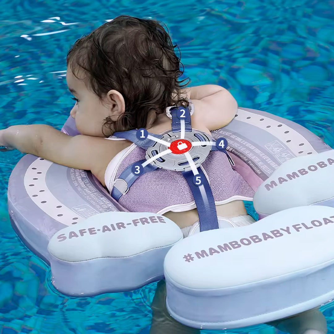 Flotador no inflable con dosel y apoyos de natación, antipinchazos, hebilla de seguridad, toldo antisol extraíble, dos posiciones para nadar - Mambobaby