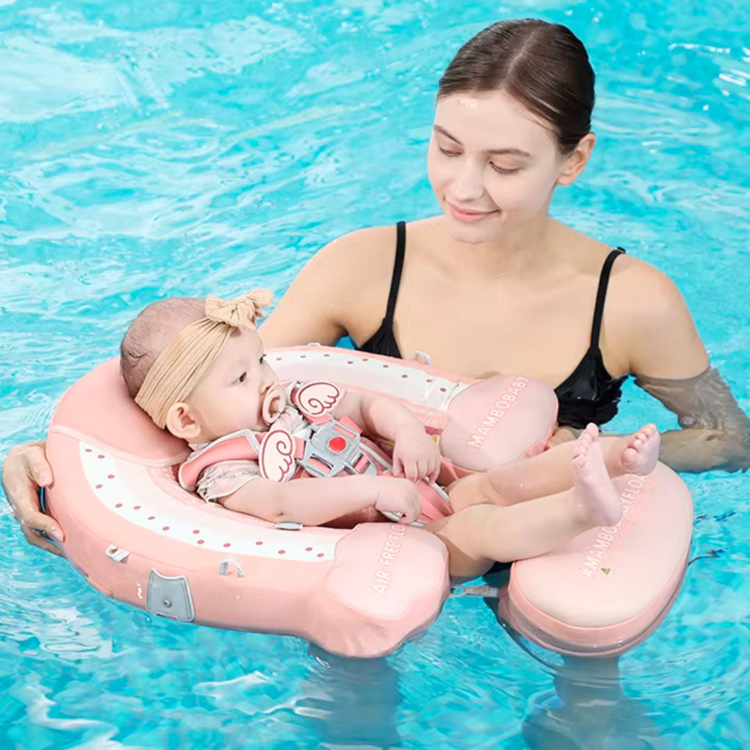 Flotador no inflable con dosel y apoyos de natación, antipinchazos, hebilla de seguridad, toldo antisol extraíble, dos posiciones para nadar - Mambobaby