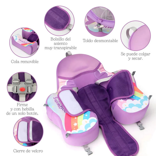 Flotador de Arcoíris Morado no inflable natación - Swimbobo