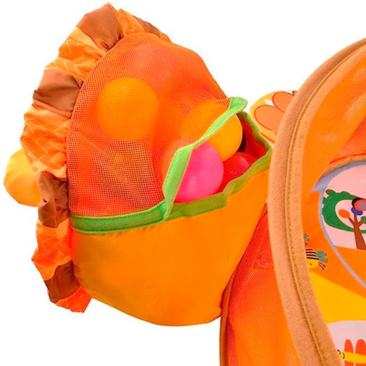 Gimnasio corral 3 en 1 de León, tapete de juegos para bebé, pelotitas de juego, juguetes móviles, diseño y colores llamativos para el bebé