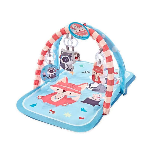 Gimnasio didáctico con tapete acolchado para bebé, con móviles de diseño de animales, colorido para llamar la atención del bebé, con espejo para una estimulación sensorial temprana