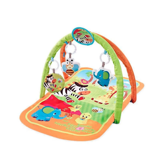 Gimnasio didáctico con tapete acolchado para bebé, con móviles de diseño de animales, colorido para llamar la atención del bebé, con espejo para una estimulación sensorial temprana