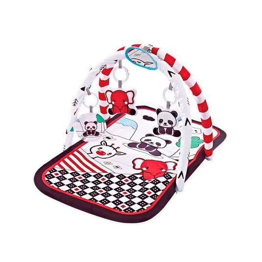 Gimnasio didáctico con tapete acolchado para bebé, con móviles de diseño de animales, colorido para llamar la atención del bebé, con espejo para una estimulación sensorial temprana