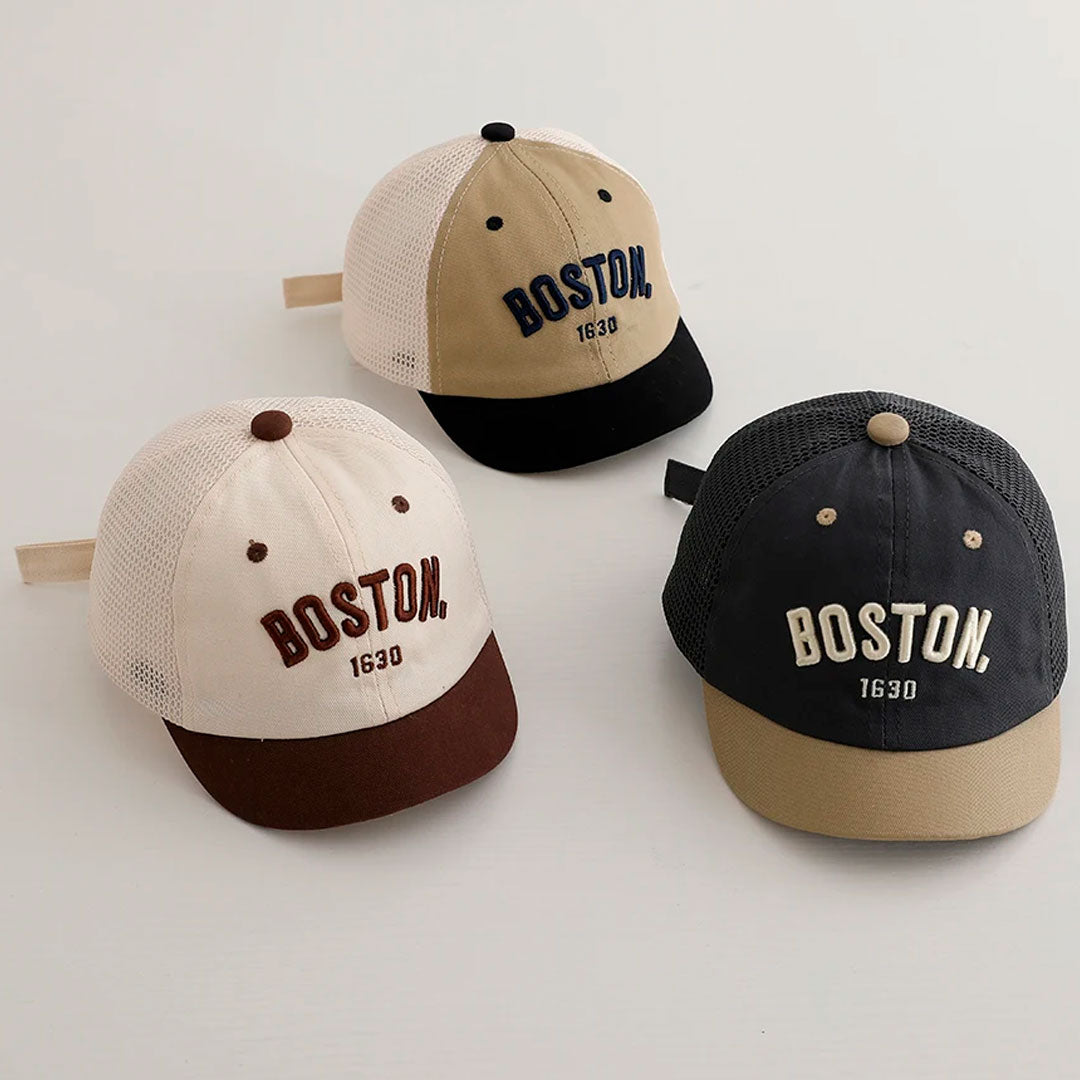 Gorra Boston 1930 estilo beisbol para bebé, correa de ajuste, en malla, material cómodo y resistente, transpirable para uso diario y viajes