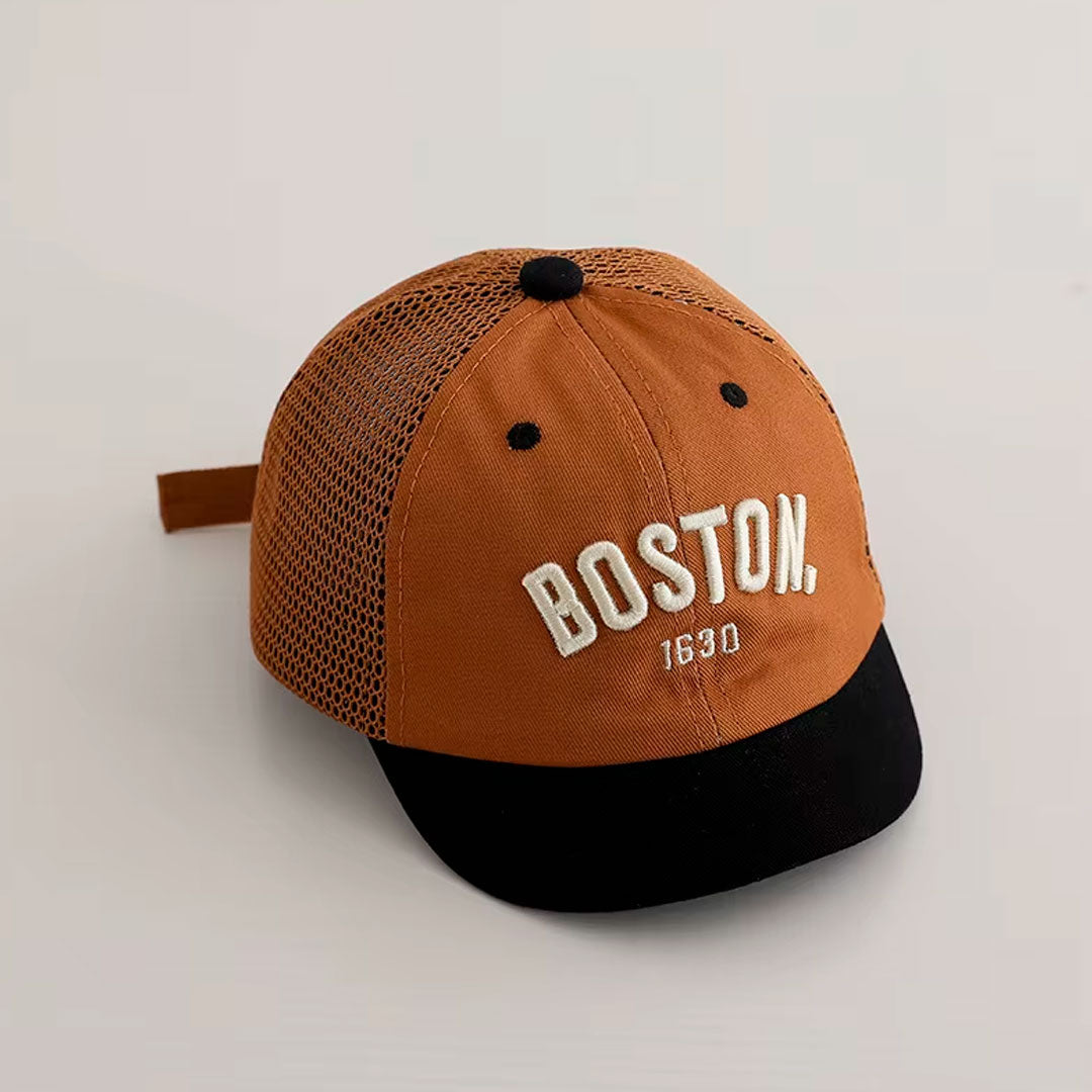 Gorra Boston 1930 estilo beisbol para bebé, correa de ajuste, en malla, material cómodo y resistente, transpirable para uso diario y viajes