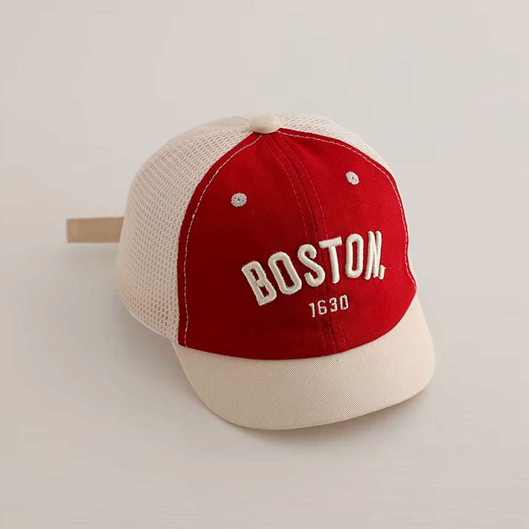 Gorra Boston 1930 estilo beisbol para bebé, correa de ajuste, en malla, material cómodo y resistente, transpirable para uso diario y viajes