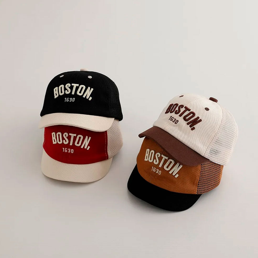 Gorra Boston 1930 estilo beisbol para bebé, correa de ajuste, en malla, material cómodo y resistente, transpirable para uso diario y viajes