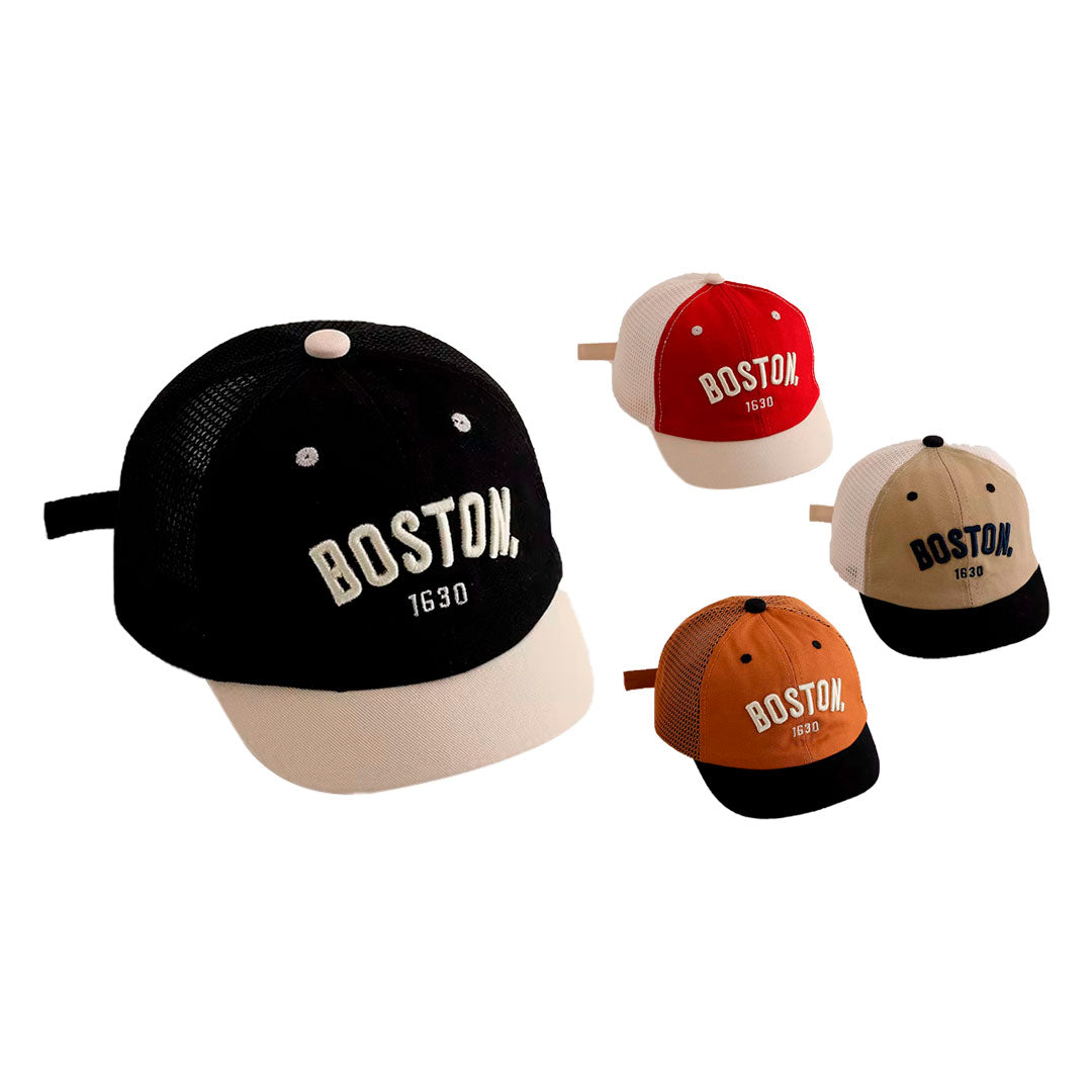 Gorra Boston 1930 estilo beisbol para bebé, correa de ajuste, en malla, material cómodo y resistente, transpirable para uso diario y viajes