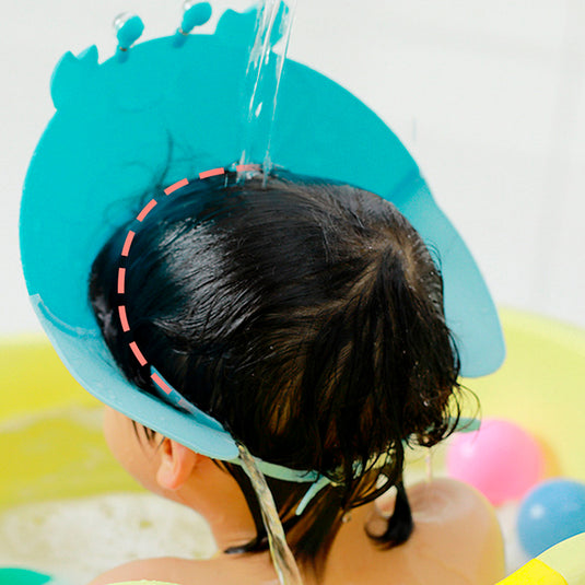 Gorro protector de cangrejo para baño, cubre ojos y oídos a la hora del baño, divertidos colores y forma, ajustable con correa, hecho en material resístete hipoalergénico