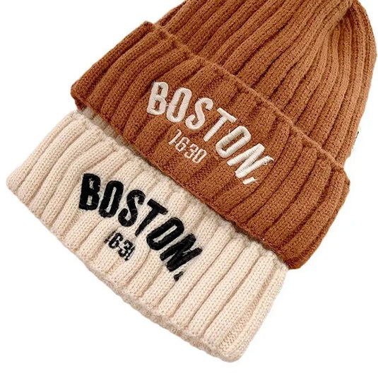 Gorro de diseño tejido Boston 1630 para bebé, color plano ideal para el día a día, gorro de punto cálido con dobles, hecho en material suave hippoargenico
