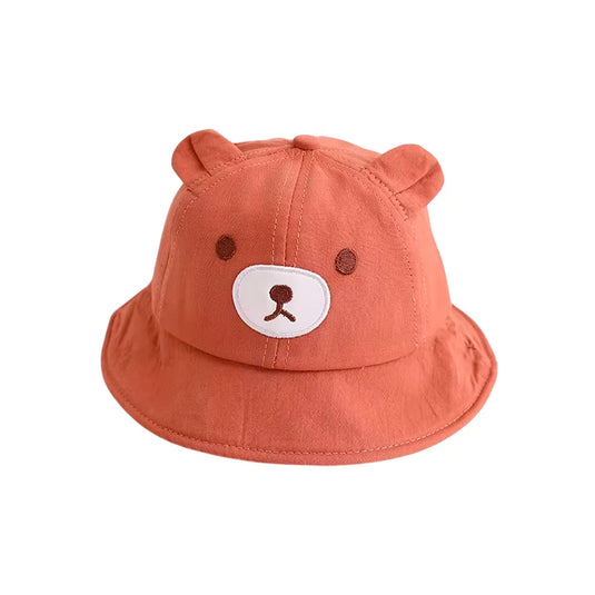 Gorro explorador con diseño de osito para bebé, sombrero para el sol, con correa de barbilla de ajuste con resorte, material suave