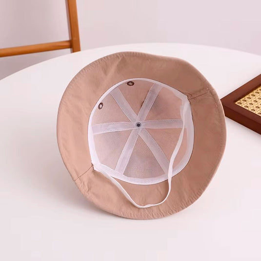 Gorro explorador con diseño de osito para bebé, sombrero para el sol, con correa de barbilla de ajuste con resorte, material suave