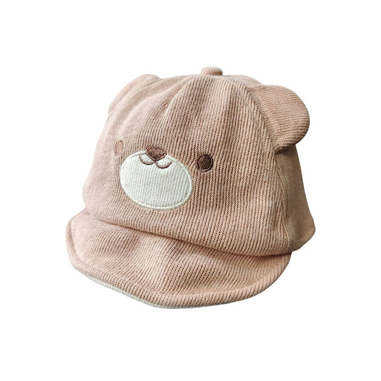 Gorra estilo tejida con diseño de Osito para bebé, gorrita para proteger del sol, diseño adorable en colores neutros, hecho en material suave e hipoalergénico