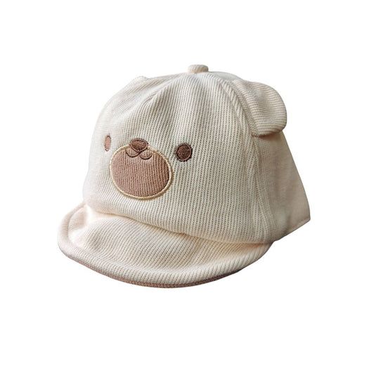 Gorra estilo tejida con diseño de Osito para bebé, gorrita para proteger del sol, diseño adorable en colores neutros, hecho en material suave e hipoalergénico