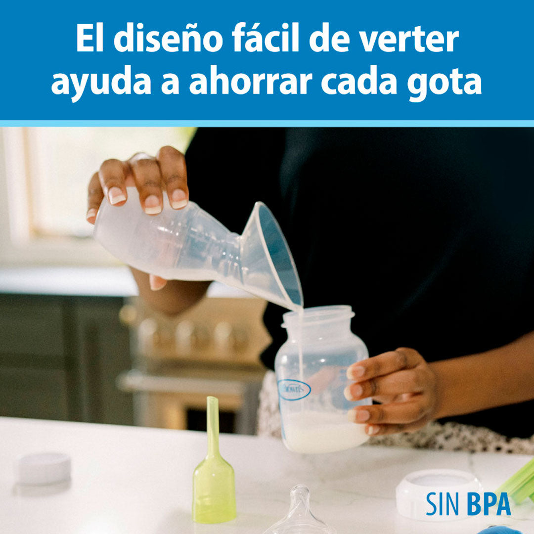 Hakka recolectora de leche con tetero 4oz y tula de transporte, paquete de 3pz, recolector en silicona 100% libre de BPA, diseño ligero y compacto, biberón de 120ml boca ancha, bolsa de viaje - Dr Brown's