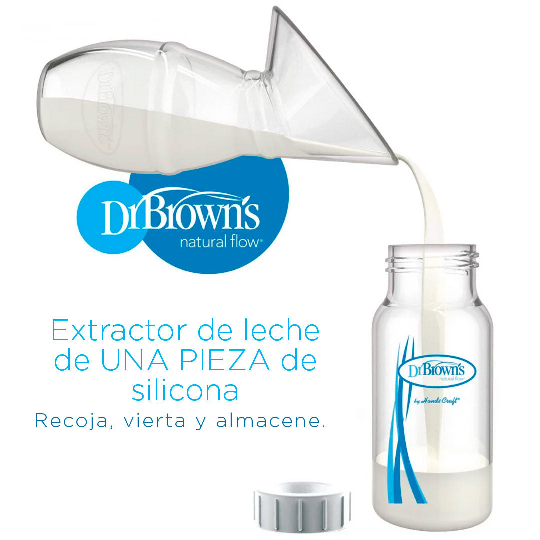 Hakka recolectora de leche con tetero 4oz y tula de transporte, paquete de 3pz, recolector en silicona 100% libre de BPA, diseño ligero y compacto, biberón de 120ml boca ancha, bolsa de viaje - Dr Brown's