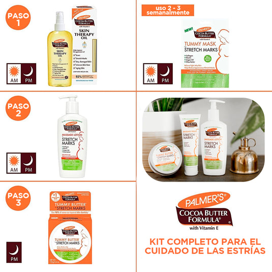 Kit completo para el cuidado de las estrías, cremas esenciales, hidratación y anti estrias - Palmer's