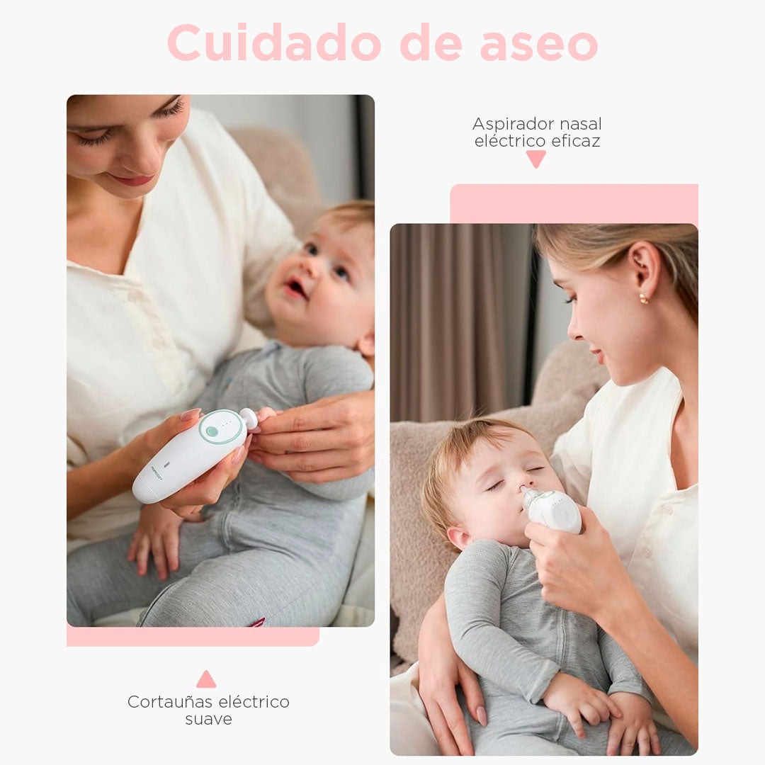 Kit Elite esencial para el cuidado suave del bebé, set de 10 piezas color verde menta para la limpieza, cuidado y aseo del recién nacido, con estuche para facilitar su transporte - Momcozy